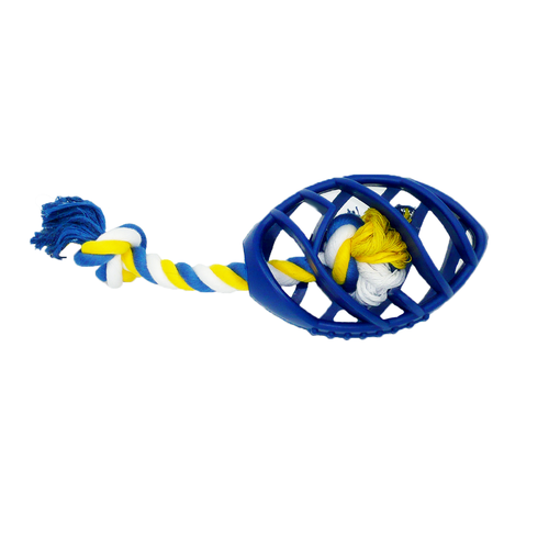 Rubber Football Chew Toy with Tug Rope