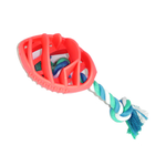 Rubber Football Chew Toy with Tug Rope