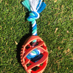 Rubber Football Chew Toy with Tug Rope