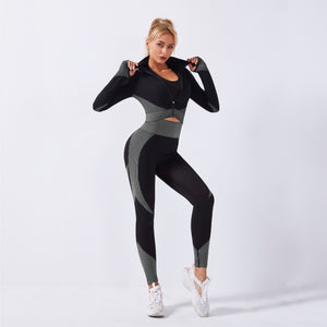 Women Yoga Set Seamless Workout Sportswear